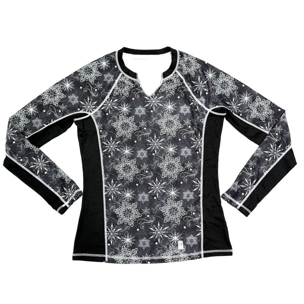 Neve Designs Base Layer Nora Top Gray/Black Long Sleeve Shirt Soft Women's Small